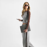 Contrast Wide Leg Jogger Grey