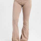 Cotton Jersey High Waisted Flared Pants Mokka