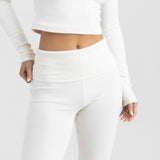 Cotton Jersey High Waisted Flared Pants Milky