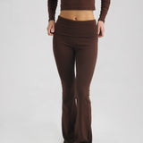 Cotton Jersey Cropped Longe Sleeve Top Chocolade