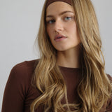 Cotton Jersey Cropped Longe Sleeve Top Chocolade