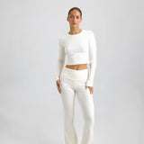 Cotton Jersey High Waisted Flared Pants Milky