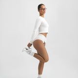 Cotton Jersey Cropped Longe Sleeve Top Milky