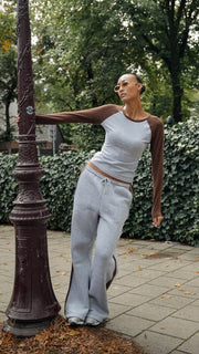 Contrast Straight fit Wide Leg Jogger Grey Espresso