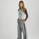 Contrast Straight fit Wide Leg Jogger Grey