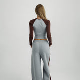 Contrast Straight fit Wide Leg Jogger Grey