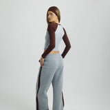 Contrast Straight fit Wide Leg Jogger Grey